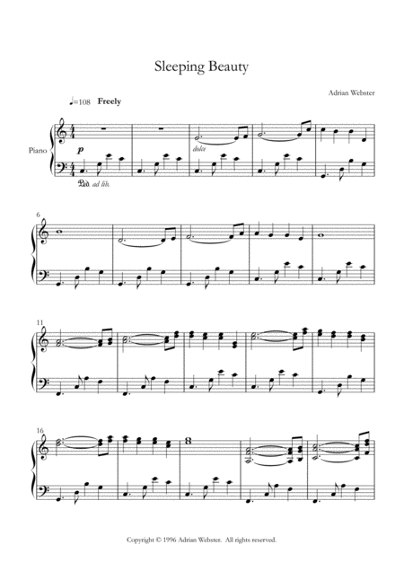 Free Sheet Music Sleeping Beauty Crusaderbeach Beautiful Relaxing Piano Solo