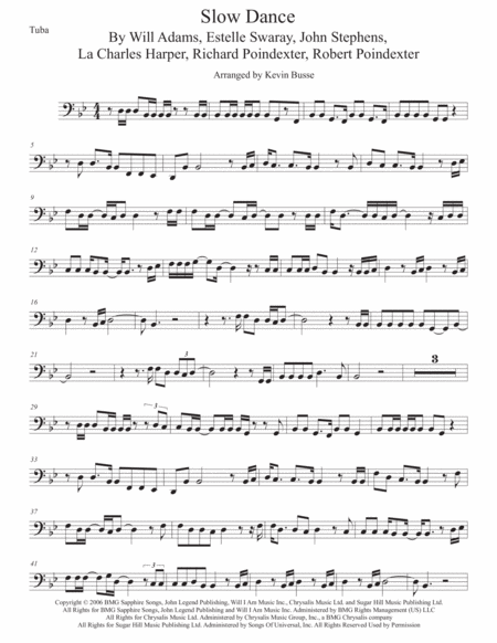 Slow Dance Tuba Original Key Sheet Music