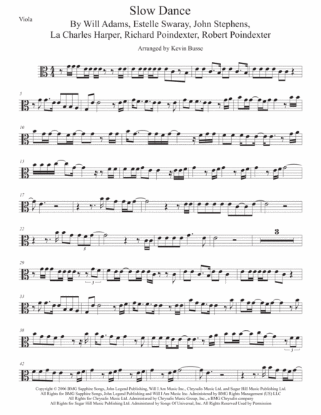 Slow Dance Viola Easy Key Of C Sheet Music