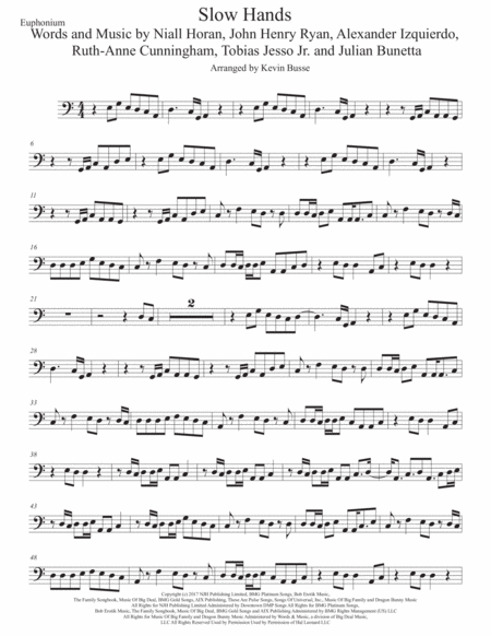 Slow Hands Easy Key Of C Euphonium Sheet Music