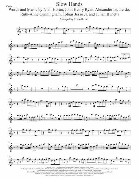 Free Sheet Music Slow Hands Violin