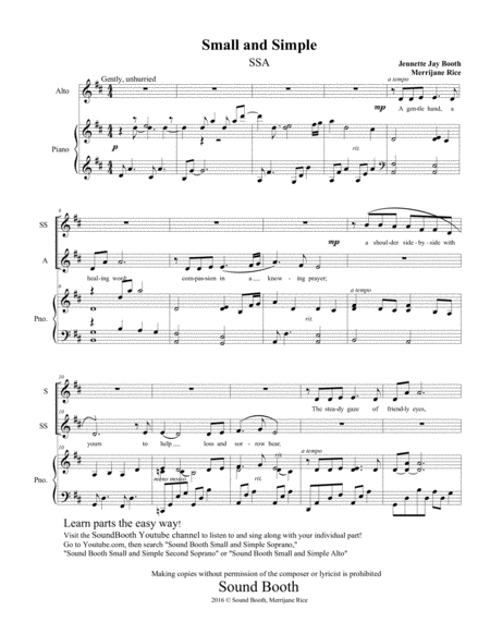 Free Sheet Music Small And Simple Ssa Womens Trio