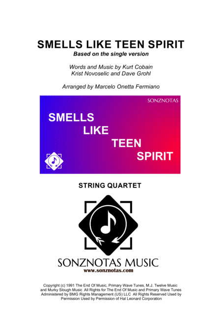 Smells Like Teen Spirit Nirvana String Quartet Score And Parts Sheet Music