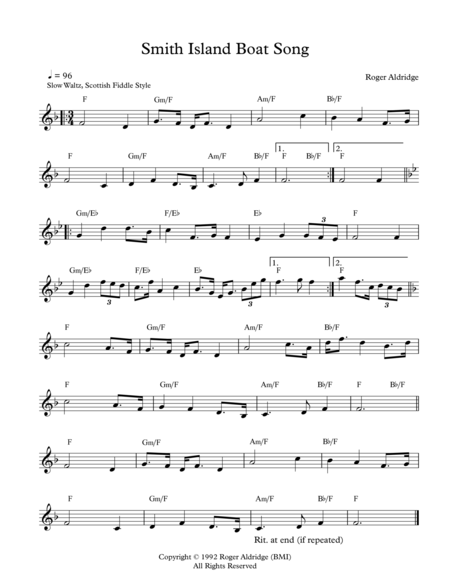 Free Sheet Music Smith Island Boat Song
