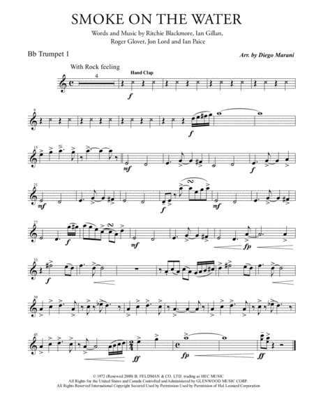 Smoke On The Water For Brass Quintet Sheet Music