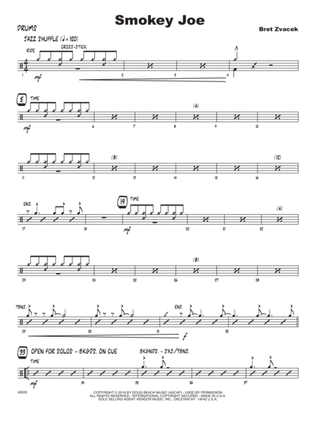 Free Sheet Music Smokey Joe Drum Set