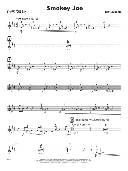 Free Sheet Music Smokey Joe Eb Baritone Saxophone