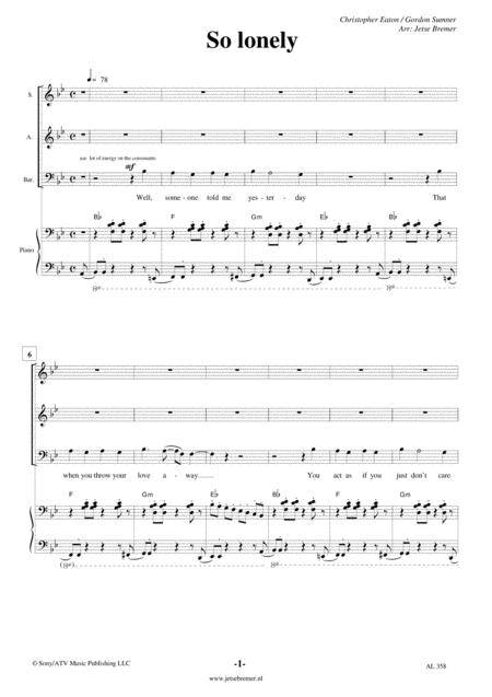 Free Sheet Music So Lonely Sabar Pf