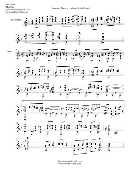 So Nice Summer Samba Guitar Chord Solo Jazz Bossa Sheet Music