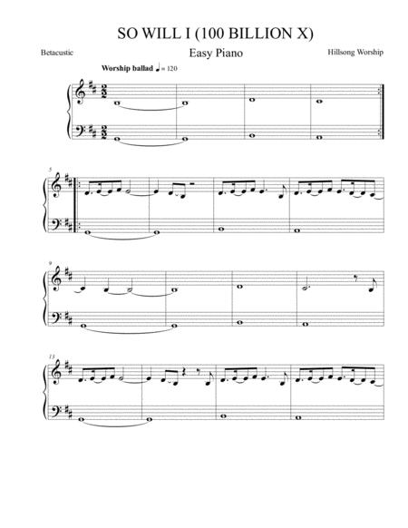 So Will I 100 Billion X Hillsong Worship Benjamin Hastings Sheet Music Easy Piano Sheet Music