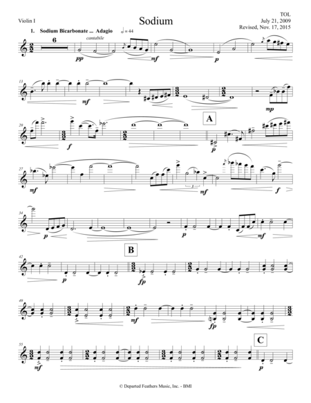 Sodium 2009 Rev 2015 For String Quartet Violin 1 Part Sheet Music