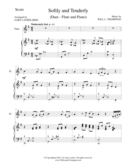 Softly And Tenderly Duet Flute And Piano Score And Parts Sheet Music