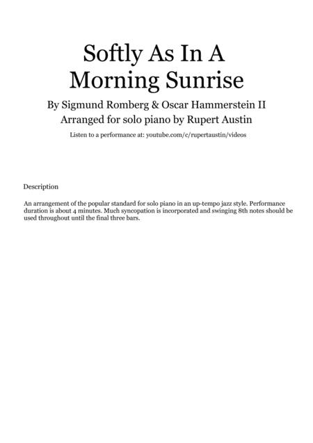 Free Sheet Music Softly As In A Morning Sunrise Solo Piano