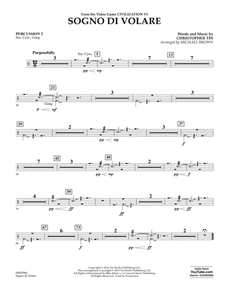 Free Sheet Music Sogno Di Volare From Civilization Vi Arr Michael Brown Percussion 2