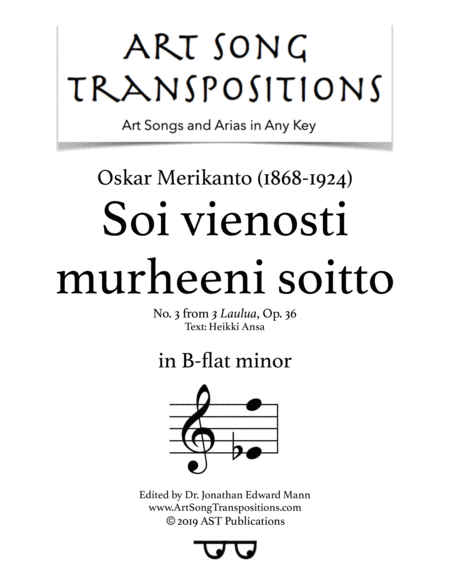 Free Sheet Music Soi Vienosti Murheeni Soitto Op 36 No 3 B Flat Minor