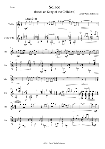 Solace For Violin And Guitar Sheet Music