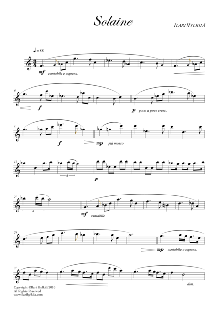 Free Sheet Music Solaine For Solo Flute