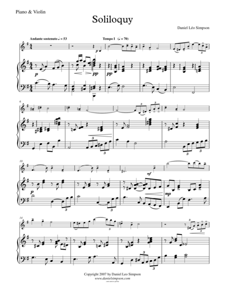 Free Sheet Music Soliloquy Violin Piano