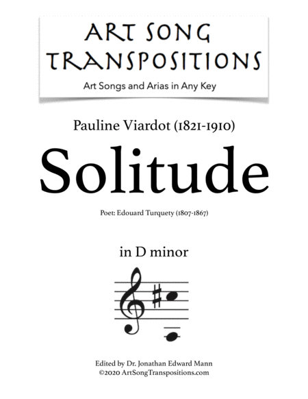 Solitude Transposed To D Minor Sheet Music