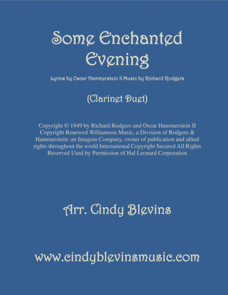 Some Enchanted Evening Arranged For Clarinet Duet Sheet Music