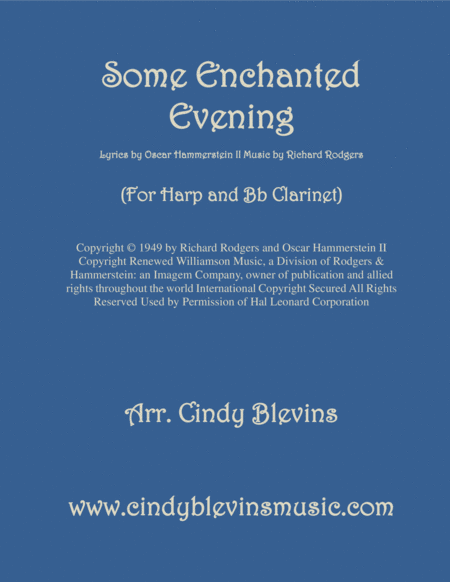 Free Sheet Music Some Enchanted Evening Arranged For Harp Lever Or Pedal Harp And Bb Clarinet