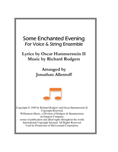 Some Enchanted Evening For Voice And String Ensemble Sheet Music