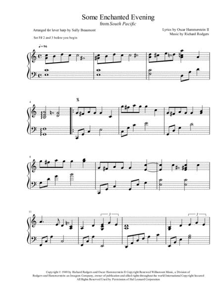 Some Enchanted Evening Lever Harp Solo Sheet Music