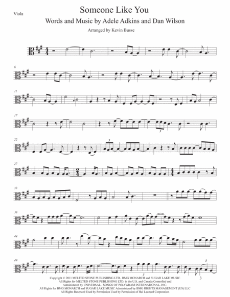 Someone Like You Original Key Viola Sheet Music