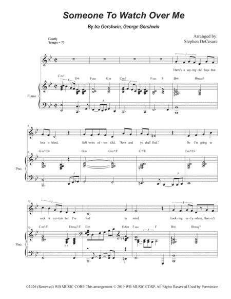 Someone To Watch Over Me For Unison Choir Medium Key Sheet Music