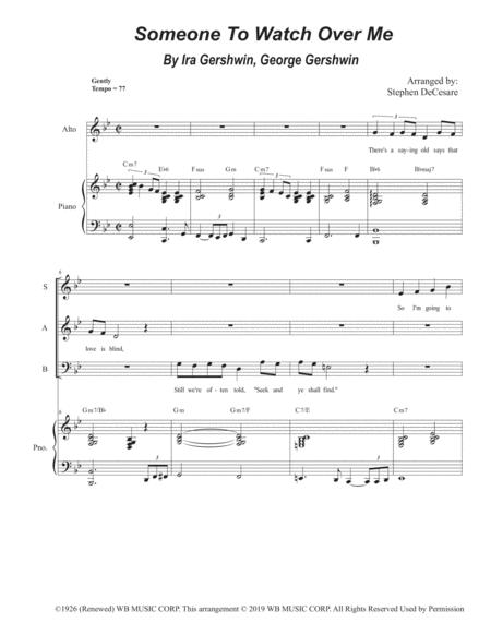 Someone To Watch Over Me For Vocal Trio Sab Sheet Music