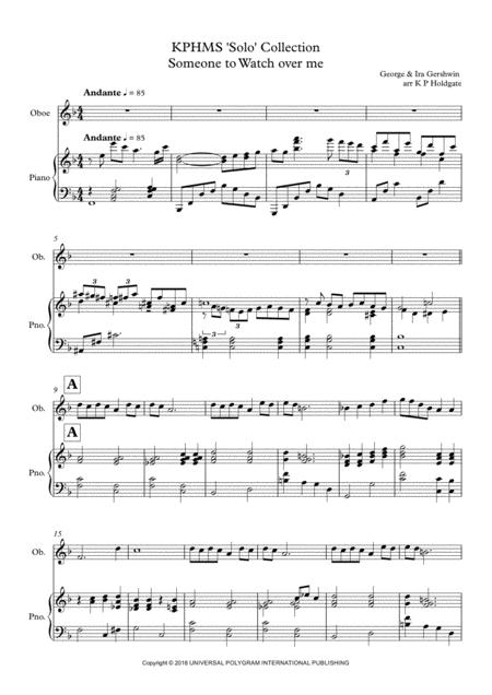 Someone To Watch Over Me Solo For Oboe Piano In F Major Sheet Music