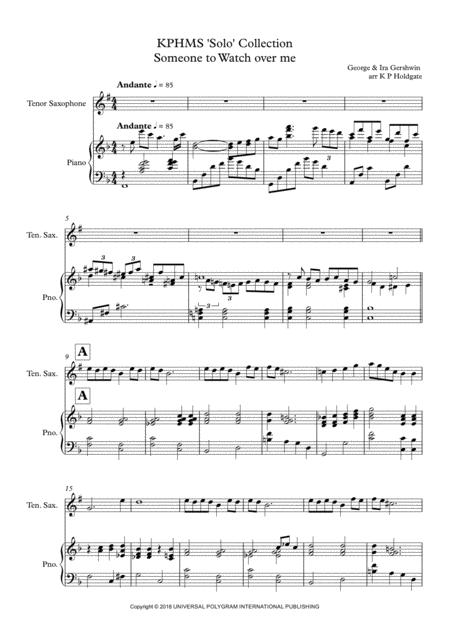 Someone To Watch Over Me Solo For Tenor Saxophone Piano In F Major Sheet Music