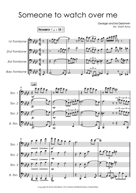 Someone To Watch Over Me Trombone Quartet Sheet Music