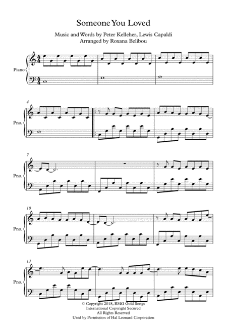 Free Sheet Music Someone You Loved C Major By Lewis Capaldi Piano