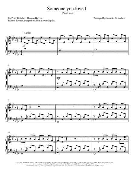 Someone You Loved Piano Solo Sheet Music