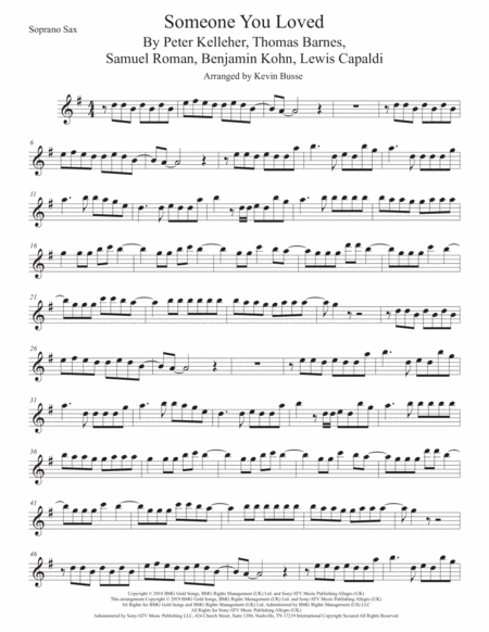 Someone You Loved Soprano Sax Sheet Music