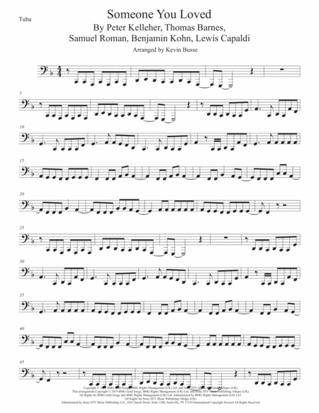 Free Sheet Music Someone You Loved Tuba