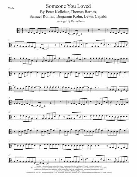 Free Sheet Music Someone You Loved Viola Easy Key Of C