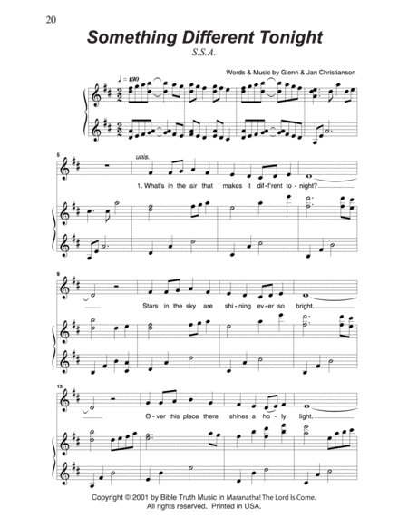 Free Sheet Music Something Different Tonight