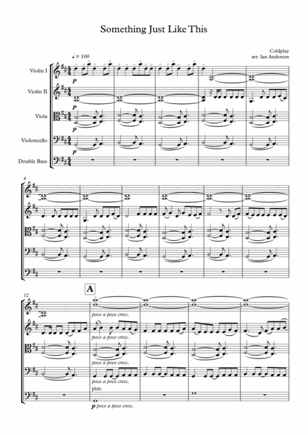 Something Just Like This String Quintet String Orchestra Sheet Music