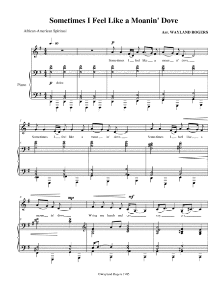 Sometimes I Feel Like A Motherless Child Five Negro Spirituals Sheet Music