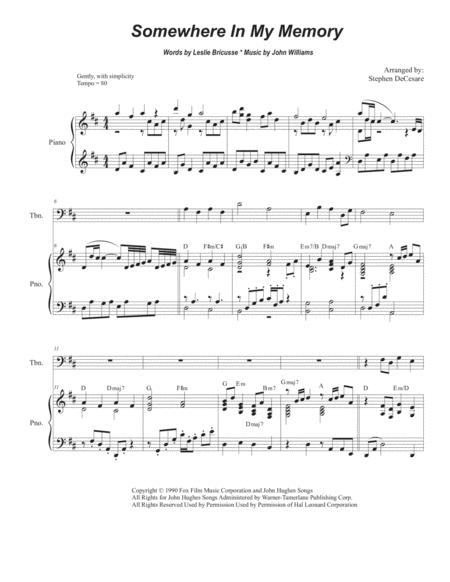 Somewhere In My Memory For Trombone Solo And Piano Sheet Music