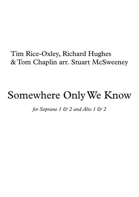 Somewhere Only We Know Ssaa Sheet Music