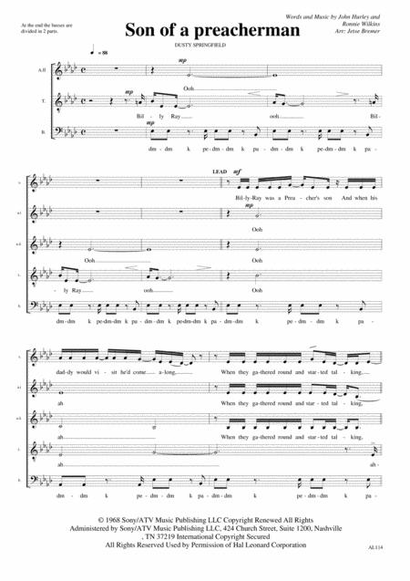 Son Of A Preacher Man Saatb Solo A Cappella Sheet Music