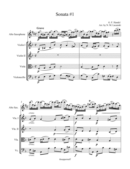 Sonata 1 Movement 1 In D Minor For Alto Sax And String Quartet Sheet Music