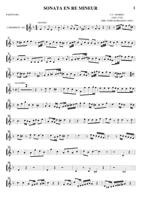 Free Sheet Music Sonata En Re Mineur J F Andrieu