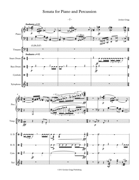 Free Sheet Music Sonata For Piano And Percussion