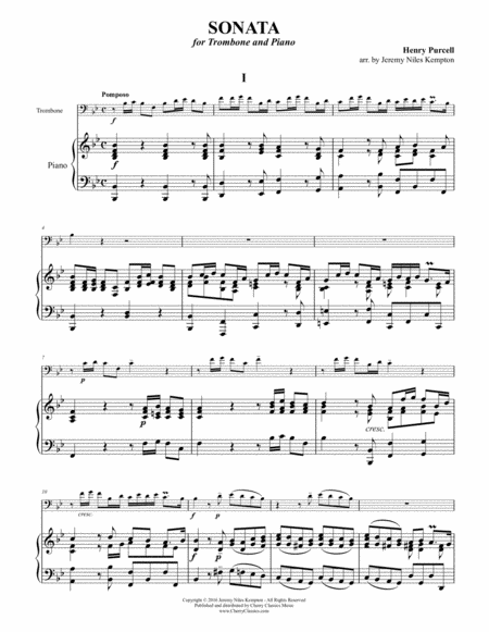 Free Sheet Music Sonata For Tenor Trombone And Piano Or Organ