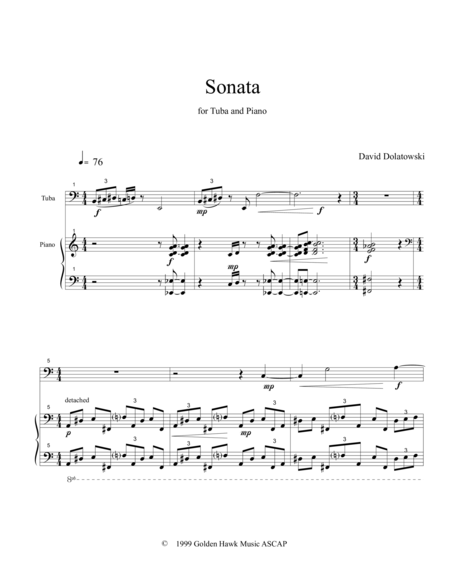 Sonata For Tuba And Piano Sheet Music