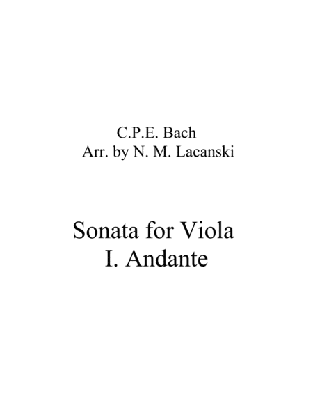 Sonata For Viola In A Minor I Andante Sheet Music